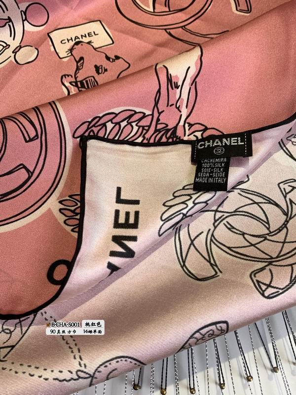 Chanel silk scarf 90X90cm E22 (6)